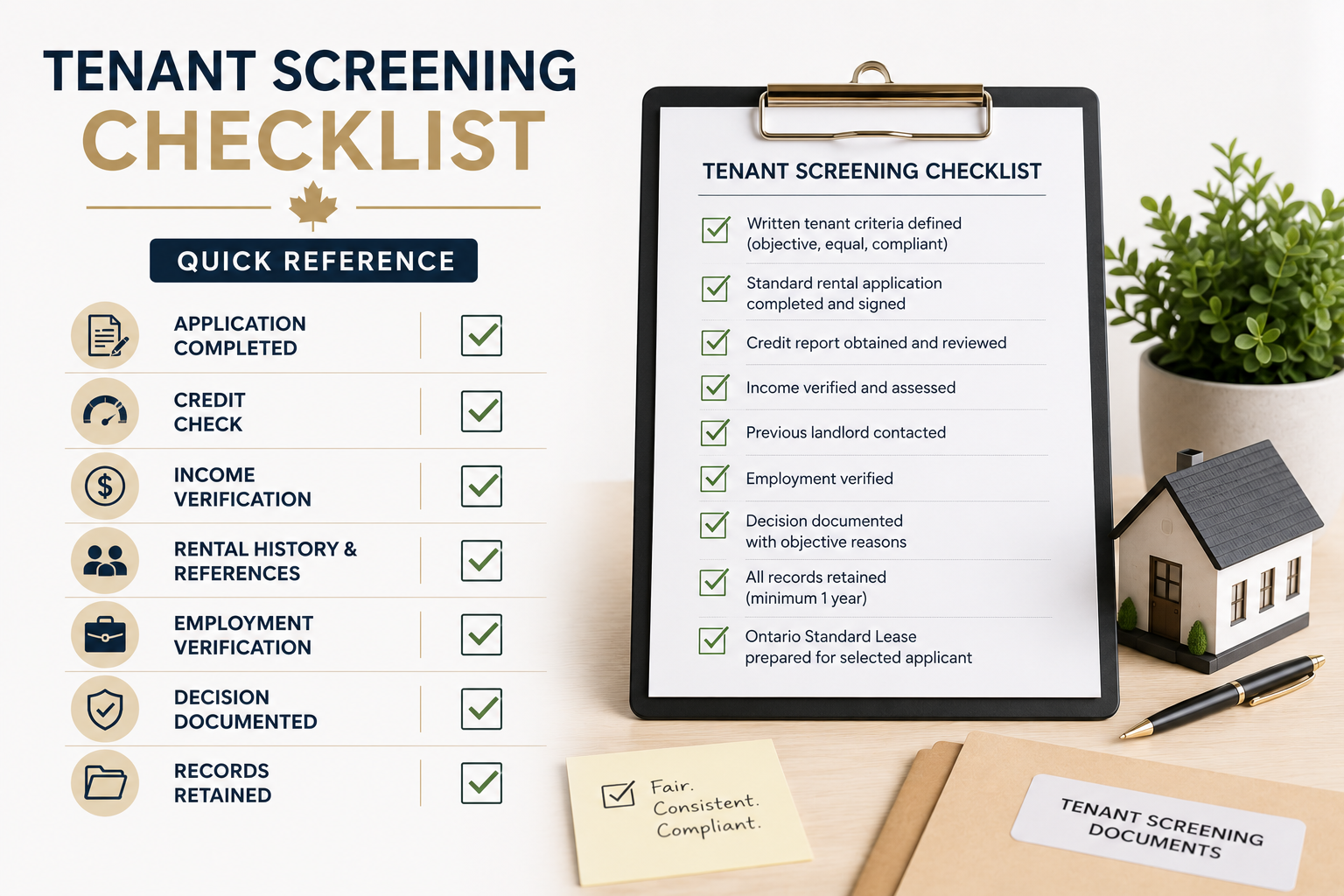 Tenant Screening Checklist — Quick Reference